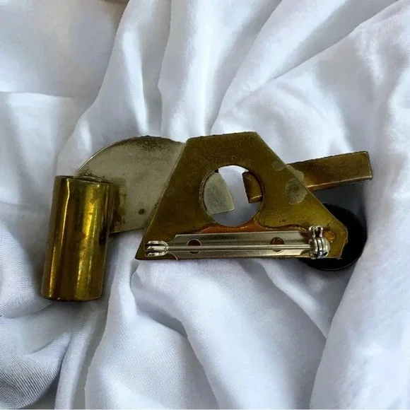 Vintage 70s Atomic Mid Century Abstract Brooch, Handmade - Picture 2 of 2